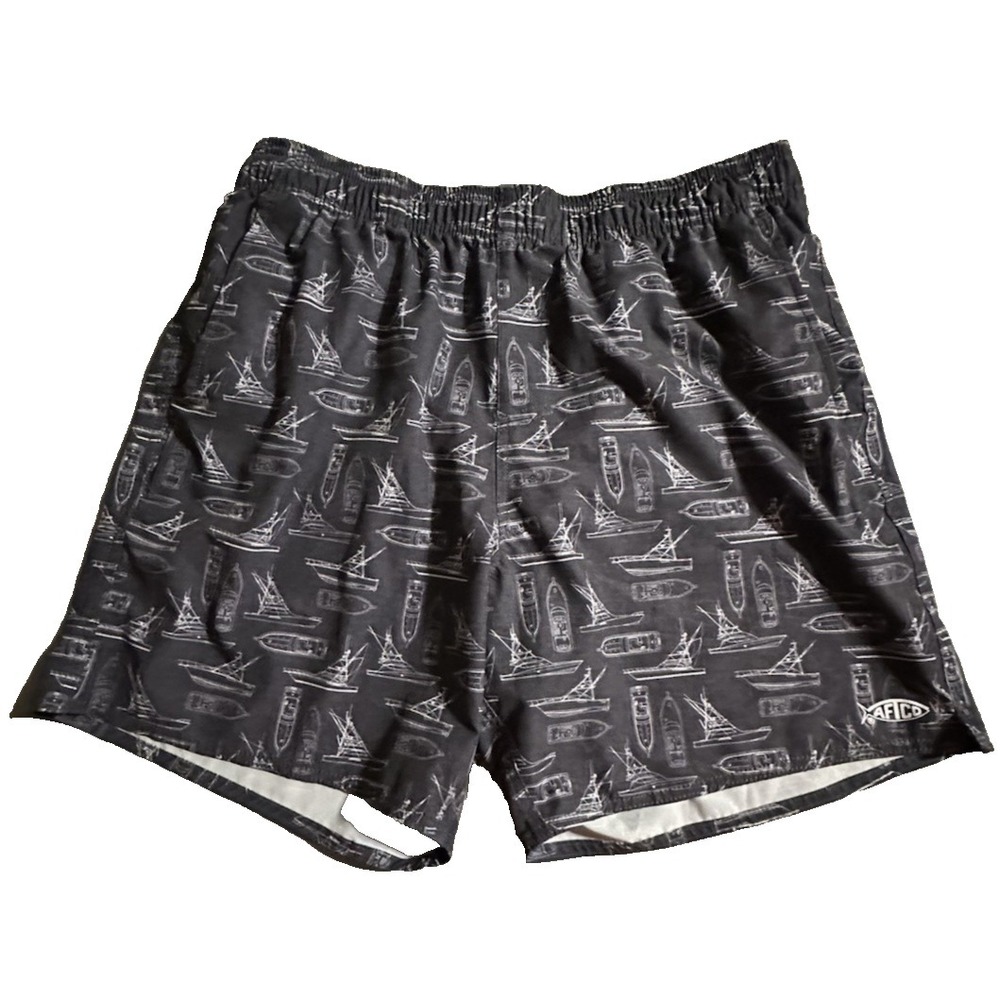 Aftco Men's Size Large Swim Trunks Navy Boat Pattern